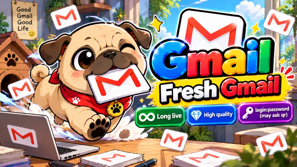 Fresh Gmail | Long live | High quality | login:password (may ask qr)login:pasword
