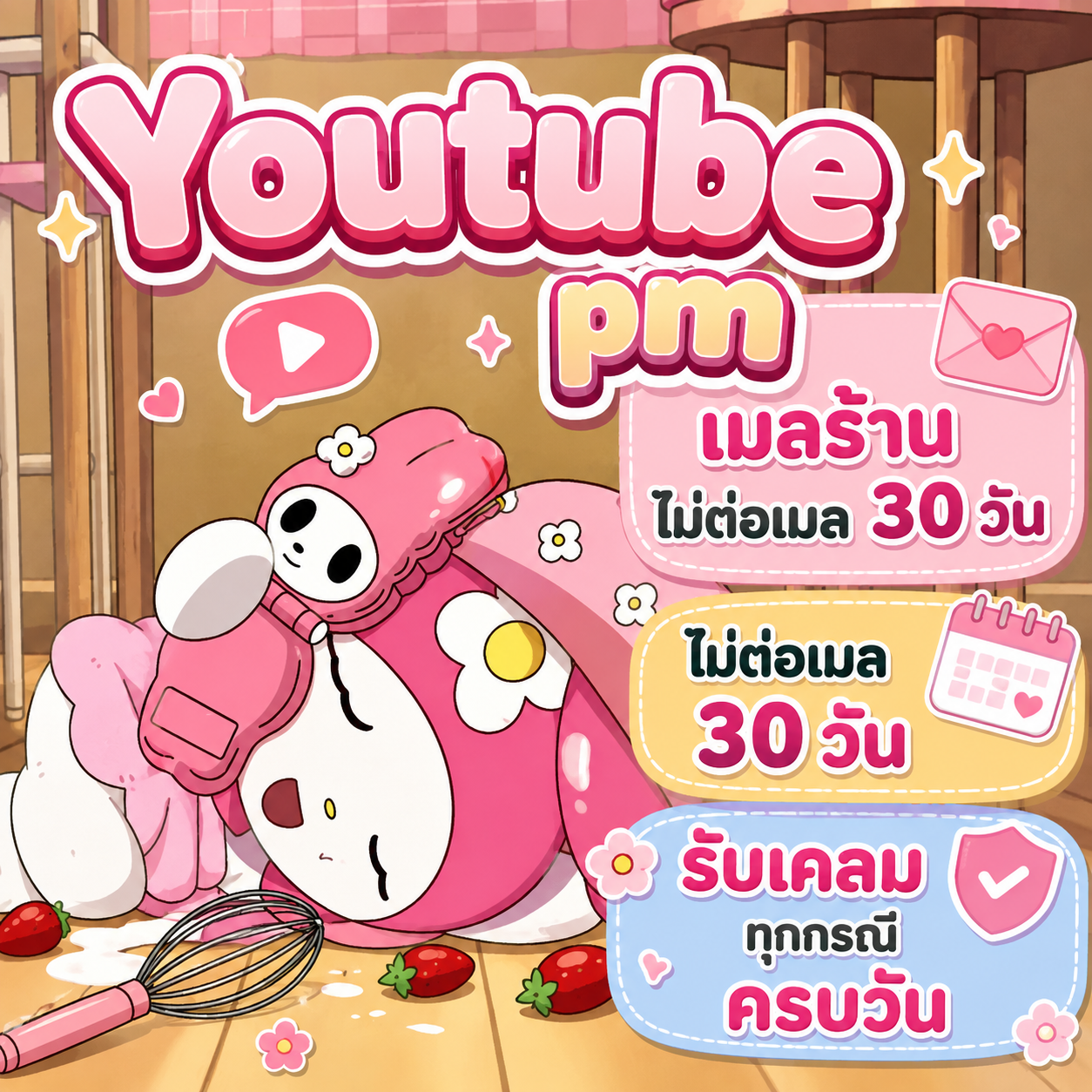 Youtube pm เมลร้านไม่ต่อเมล 30 วัน รับเคลมทุกกรณี ครบวัน